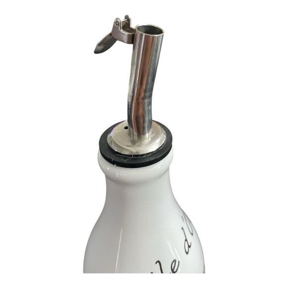 Decorative Olive Oil Dispenser Bottle - White with Olive Branch - Picture 6 of 10